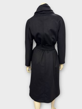 Max Mara Cappotto Lana Lungo Vestaglia Nero