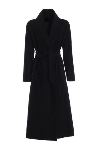 Max Mara Cappotto Lana Lungo Vestaglia Nero
