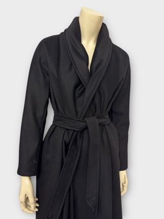 Max Mara Cappotto Lana Lungo Vestaglia Nero