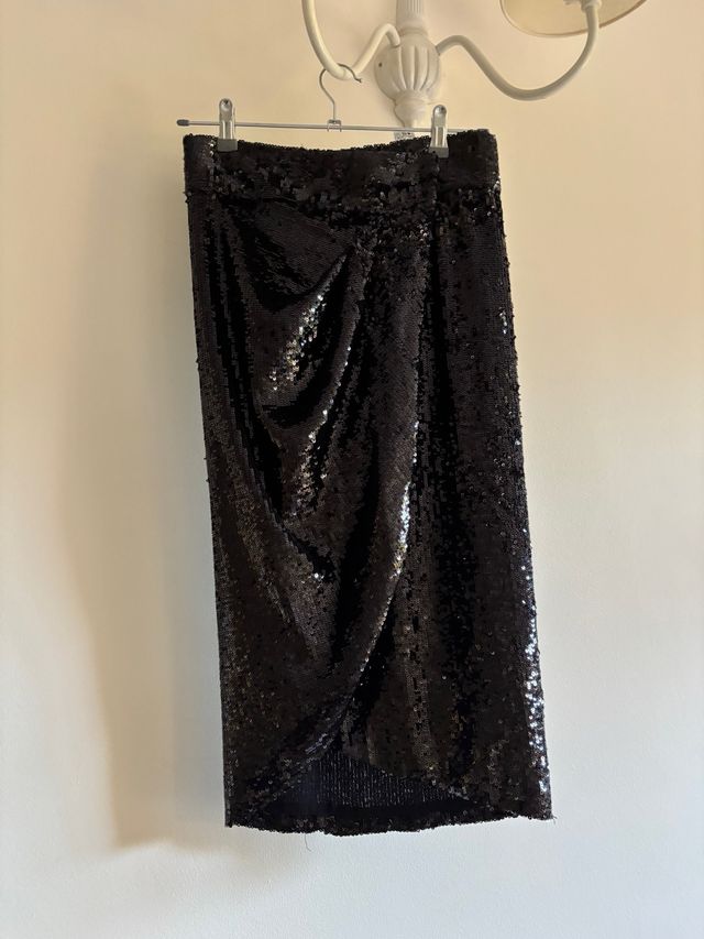 Falda Zara Lentejuelas Negra
