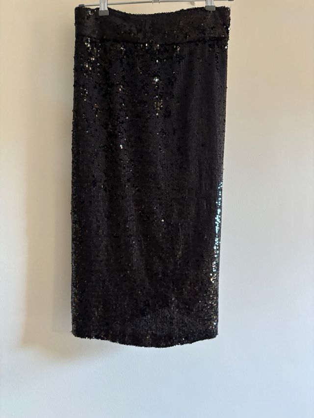 Falda Zara Lentejuelas Negra