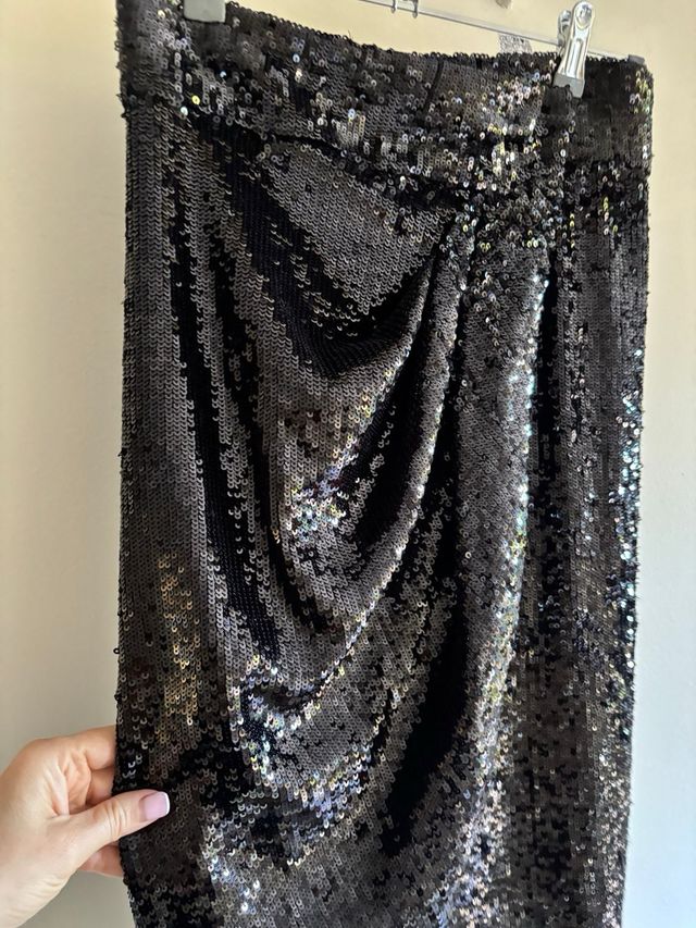 Falda Zara Lentejuelas Negra