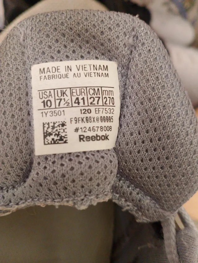 Sapatilhas Reebok Masculino Tamanho 41 Cinzento/Branco