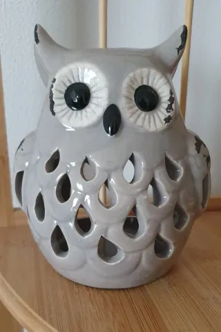 Portacandele gufo ceramica