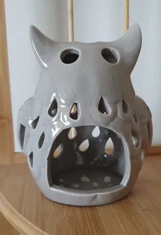 Portacandele gufo ceramica