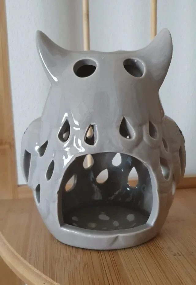 Portacandele gufo ceramica