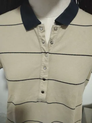 Polo donna Gant beige e blu scuro