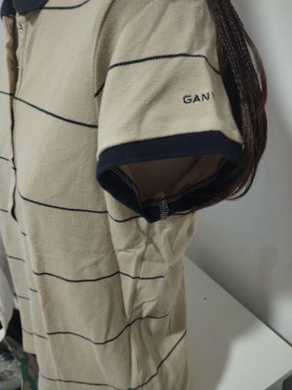 Polo donna Gant beige e blu scuro