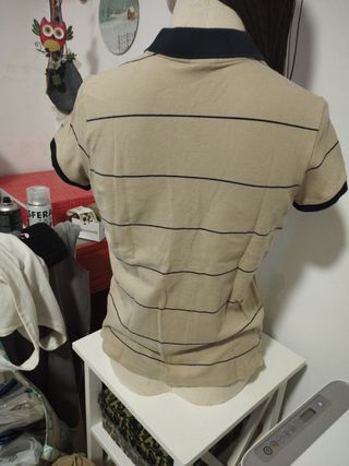 Polo donna Gant beige e blu scuro