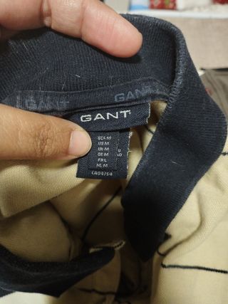 Polo donna Gant beige e blu scuro