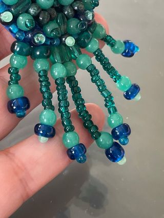 Spilla artigianale vintage perline blu e verdi