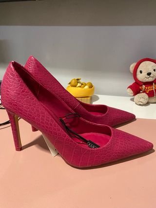 Tacones Zara Piel Rosa 37 nuevos con etiqueta