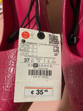 Tacones Zara Piel Rosa 37 nuevos con etiqueta
