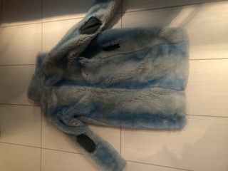 Pelliccia sintetica donna blu/grigia