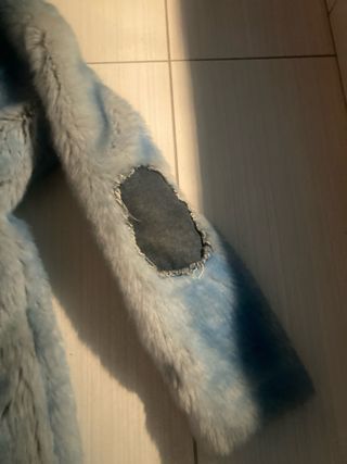 Pelliccia sintetica donna blu/grigia