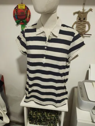 Polo Gant donna righe blu/bianco