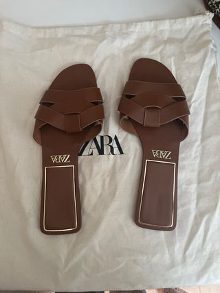 Sandalias Zara Marrones Piel