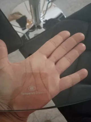 Tavolo da Pranzo Rotondo in Cristallo con Base in Acciaio Inox