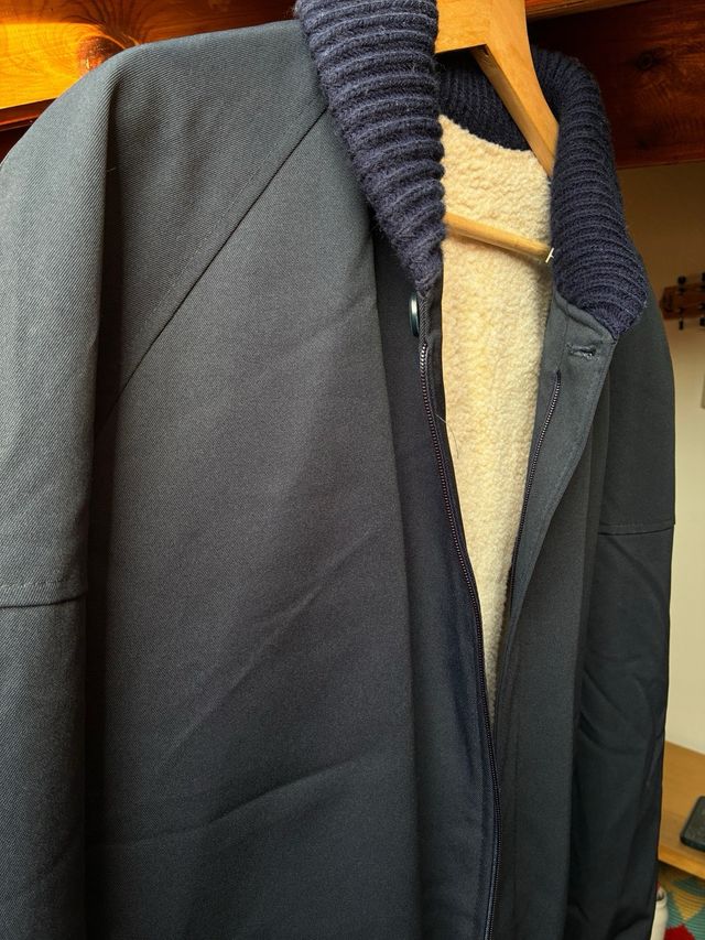 Cazadora borreguillo azul y beige