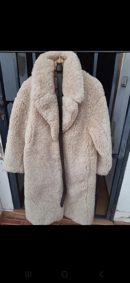 Abrigo borreguito beige largo