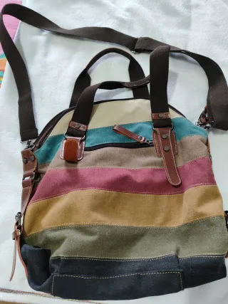 Bolso de lona multicolor grande