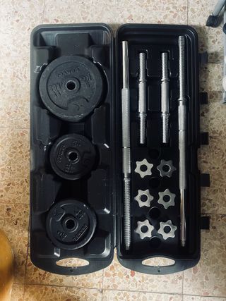 Juego de pesas y banco de ejercicio