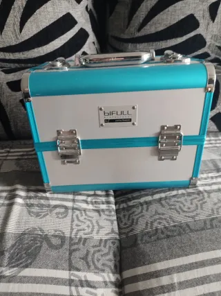 Maletín maquillaje BIFULL azul y plata