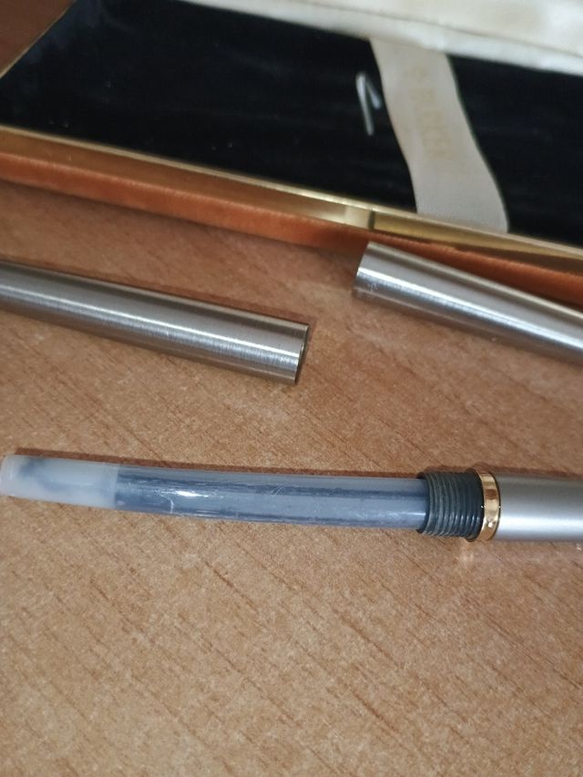 Pluma Parker Cromo y Dorado Años 70