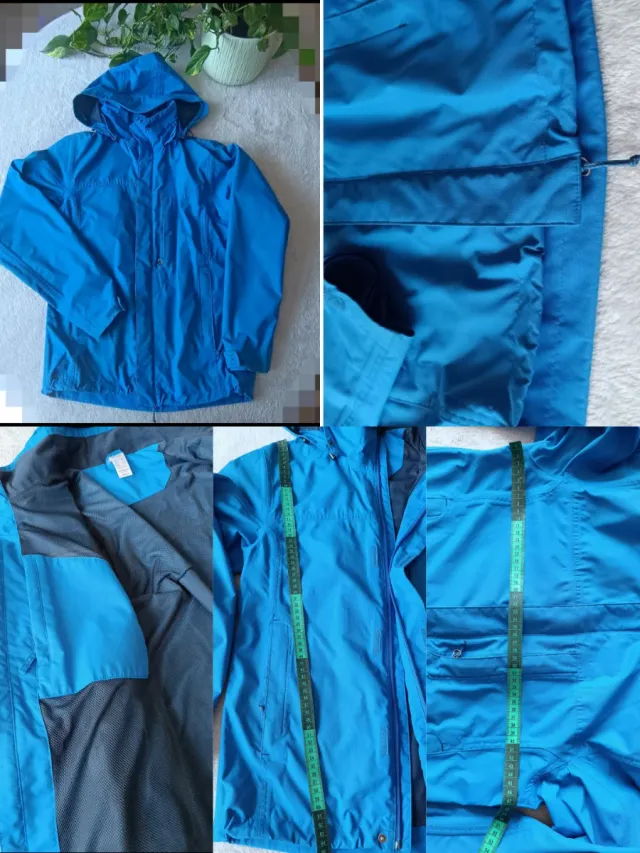 Chubasquero azul con capucha talla S
