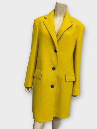 Cappotto lungo lana vergine monopetto giallo