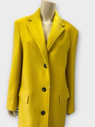 Cappotto lungo lana vergine monopetto giallo