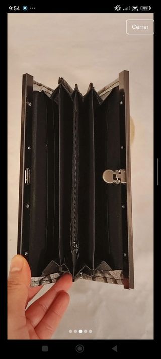 Cartera vintage purpurina plateada de corazones