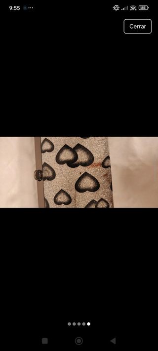 Cartera vintage purpurina plateada de corazones