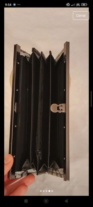 Cartera vintage purpurina plateada de corazones