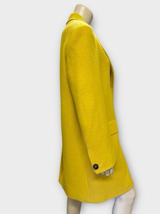 Cappotto lungo giallo in lana vergine, monopetto