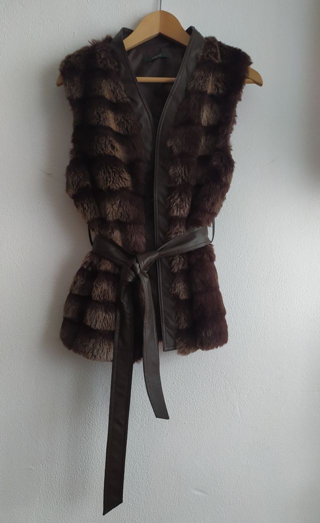 Chaleco de piel y pelo, mujer, talla L