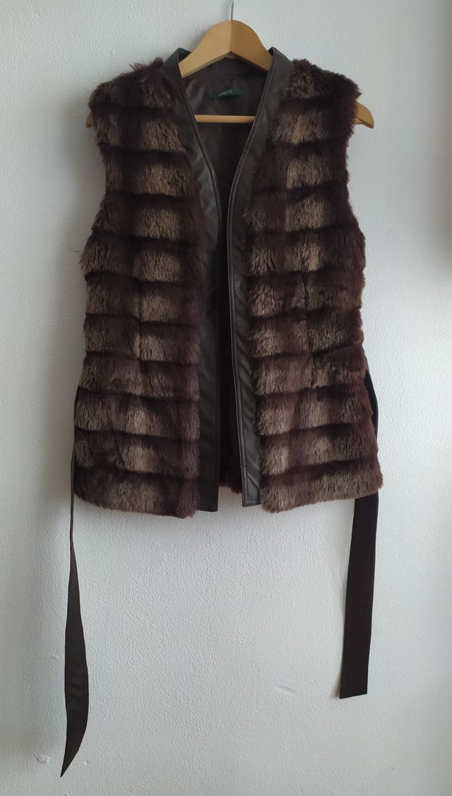 Chaleco de piel y pelo, mujer, talla L