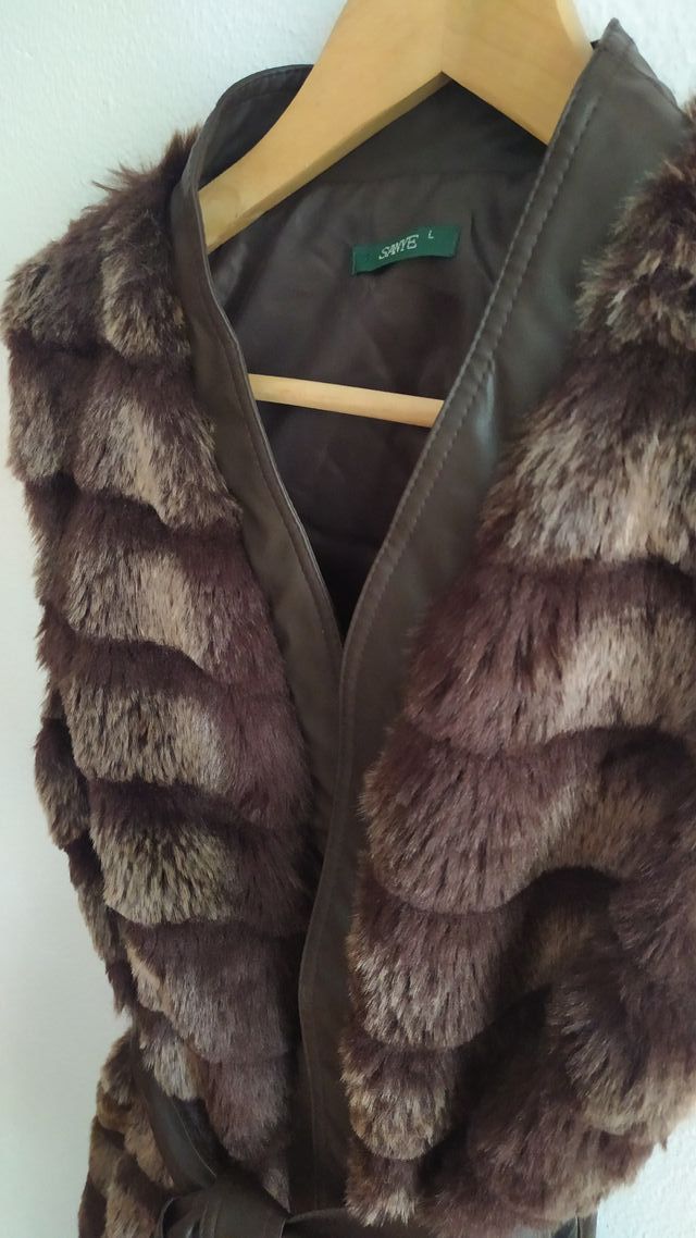 Chaleco de piel y pelo, mujer, talla L