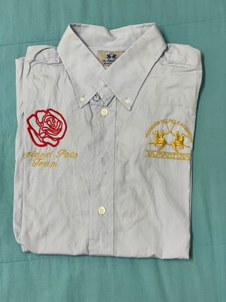 Camisa La Martina Azul y Dorada