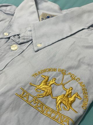 Camisa La Martina Azul y Dorada