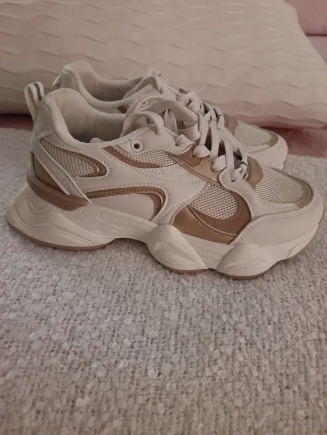 Zapatillas deportivas mujer beige y oro talla 38