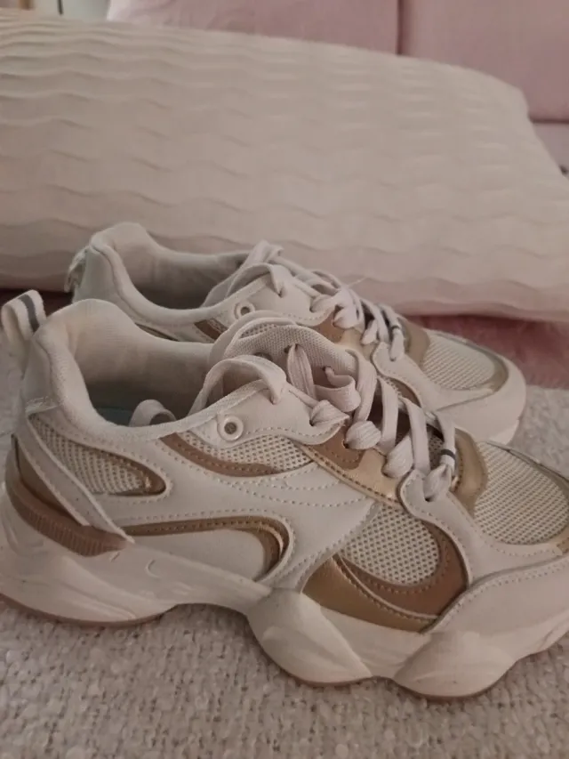 Zapatillas deportivas mujer beige y oro talla 38