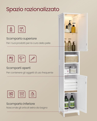 Mobile da Bagno con Luce, Armadietto Mobiletto da