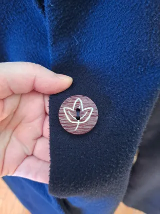 Cappotto blu con pelliccia sintetica removibile