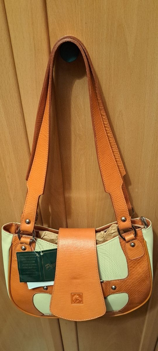 Bolso de piel Peych (Ubrique) bicolor beige-piel