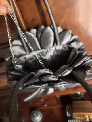 Bolso flor tela seda precioso