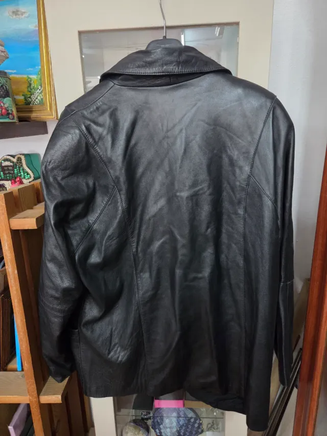 Chaqueta Cuero Vintage Mujer Negra