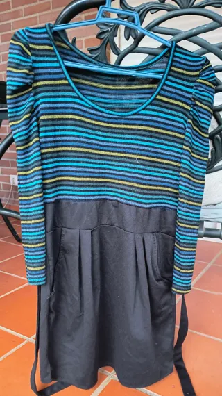 Vestido rayas multicolor y negro