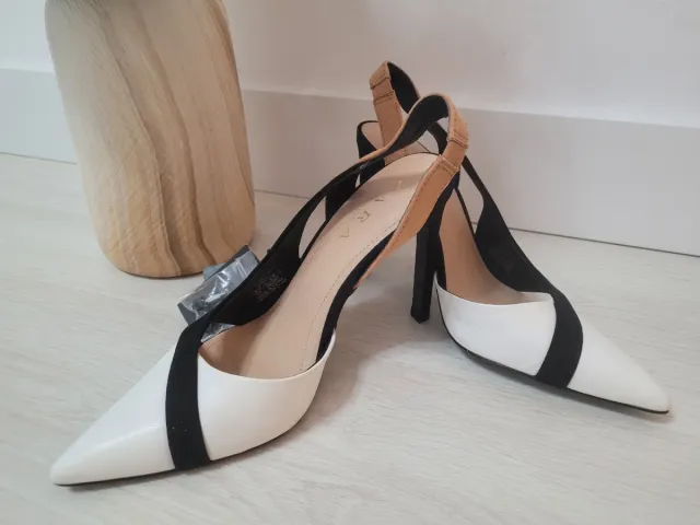 Zapatos de tacón Zara blancos y negros talla 37