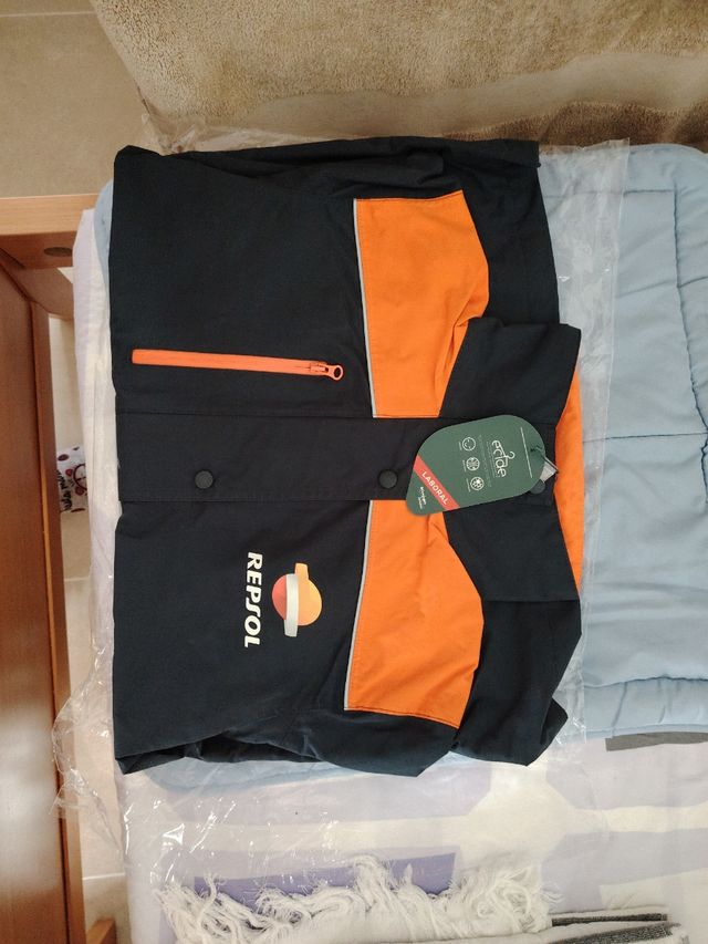 Cortavientos Repsol Mujer Negro Naranja